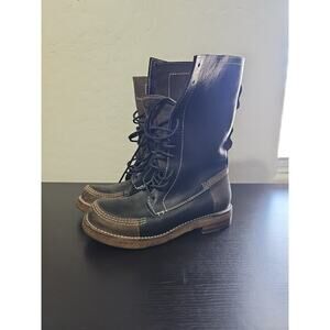 Frye Owen Fold Over COMBAT BOOTS Leather & Suede Womens Size 6 B